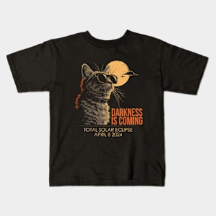 Darkness Is Coming Solar Eclipse April 08, 2024 Kids T-Shirt